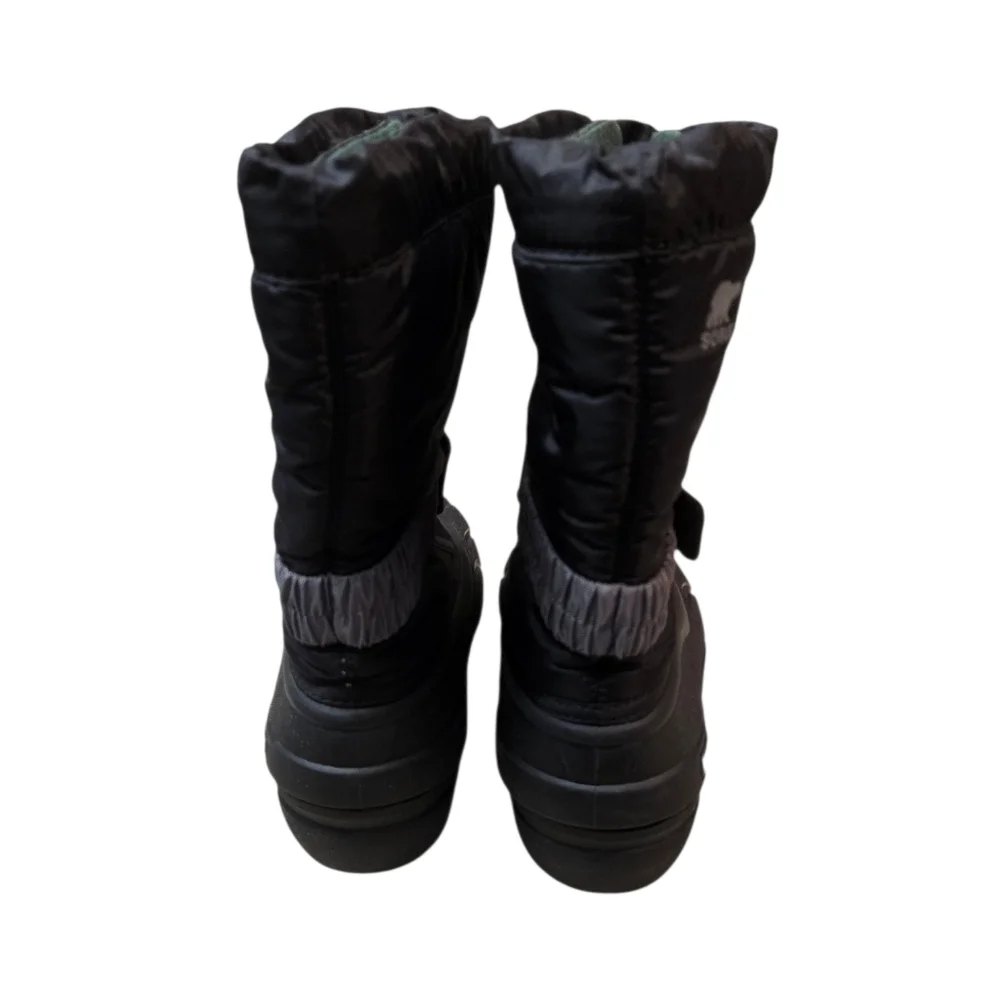 Sorel Flurry Youth Boots Size 4 Black Gray Inner Liner Waterproof Warm
